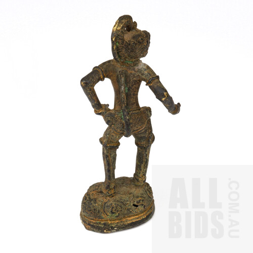 Antique Hindu Bronze Figure of Hanuman, Possibly Java