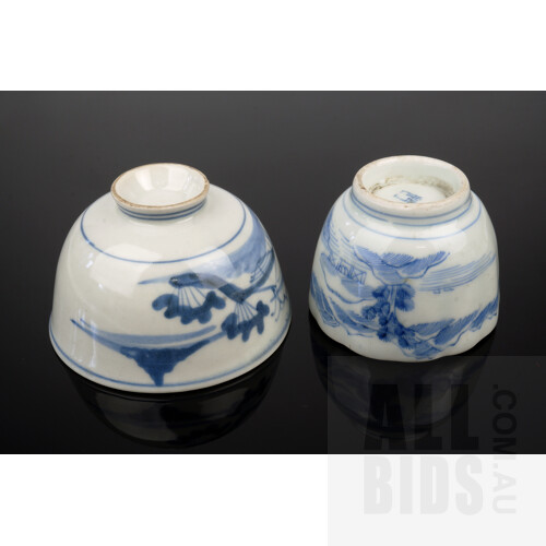 Two Chinese Blue and White Tea Bowls, 19th Century