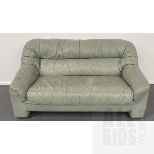 Astley 2 Seat Olive Green Leather Lounge