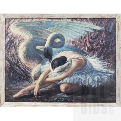 Vladimir Tretchikoff, The Dying Swan, Vintage Offset Print, Framed 54 by 70cm