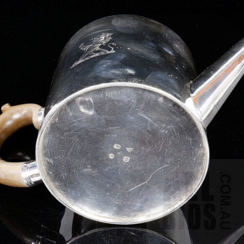Good George III Sterling Silver Drum Shaped Teapot, London, Aaron Lestourgeon, 1774