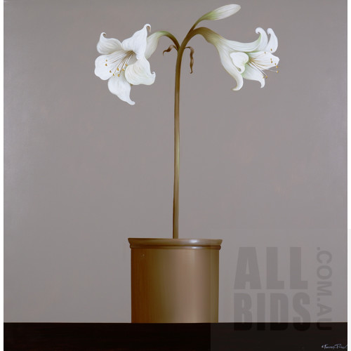 Catherine Farren-Price (born 1956), Untitled (White Oriental Lillies), Oil on Canvas, 122 x 122 cm