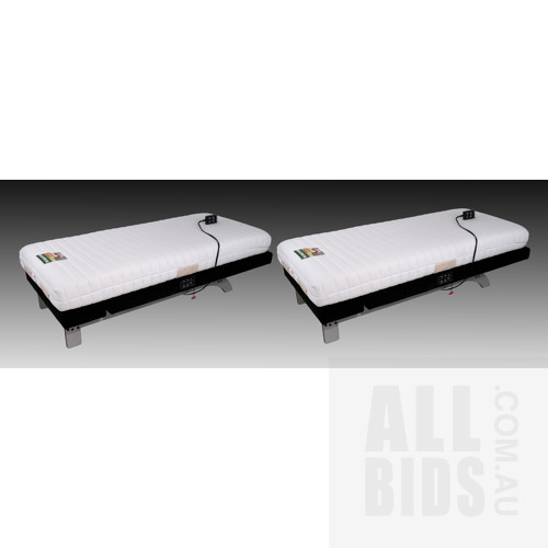 Pair of Hollandia 'Gravity Zero - Ultra' Single Power Massage Beds and Hollandia Ventilated Latex Mattresses (2)