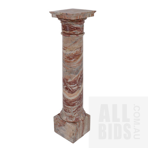Impressive Large Antique French Rouge Marble Pedestal, Height 117cm