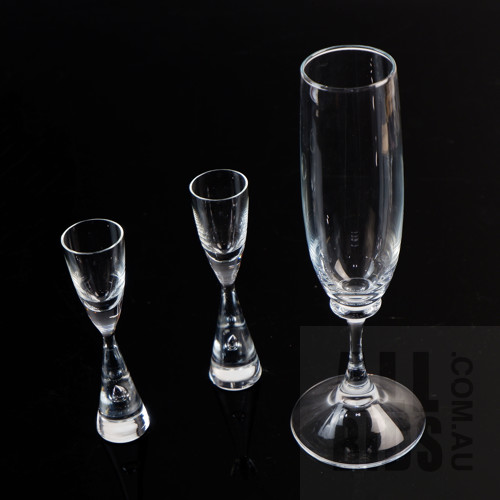Pair of Signed Orrefors 'Princess' Pattern Snaps Glasses, and Another Scandi Glass, (3)