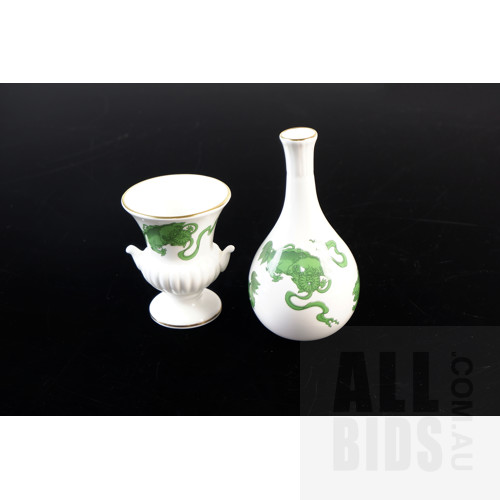 Small Wedgwood 'Chinese Tigers' Pattern Solifleur Vase, and a Miniature Campagna Urn in the Same Pattern, Tallest 14cm, (2)