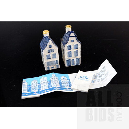 Two KLM Bols Miniature Amsterdam Houses #30 and #50, with Booklets, (2)