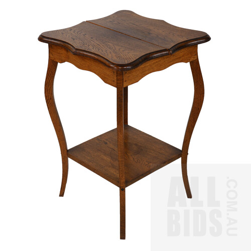 English Oak Two-Tier Occasional Table Circa 1920's, Height 74cm