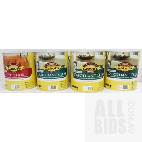 Cabot's Floor Varnish - 4 Litres - Lot of Four Tins - New - ORP $396.00
