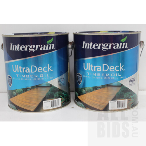 Intergrain UltraDeck Exterior Timber Oil - Spotted Gum - 4 Litre Tin - Lot of Two - New - ORP $232.00