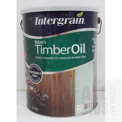 Intergrain Nature's Timber Oil - Natural - 10 Litre Tin - New - ORP $250.00