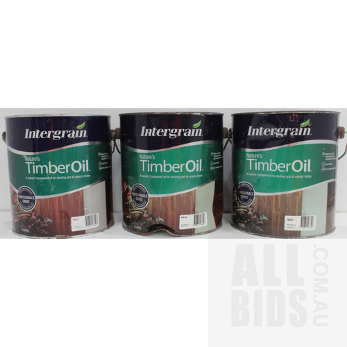Intergrain Exterior Timber Oil - Natural - 4 Litre Tins - Lot of Three - New - ORP $450.00