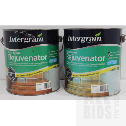 Intergrain Exterior Timber Natural Stain Rejuvenator - 4 Litre Tins - Lot of Two - New - ORP $250.00