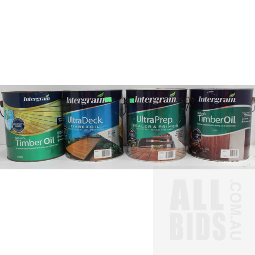 Intergrain Exterior Timber Oil and Prep/Primer - 4 Litre Tins - Lot of Four - New - ORP $420.00