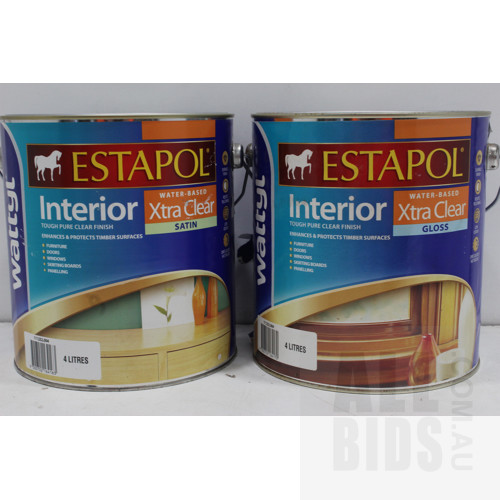 Wattyl Estapol Speed Clear Flooring Varnish  - 4 Litre Tins - Lot of Three - New - ORP $360.00