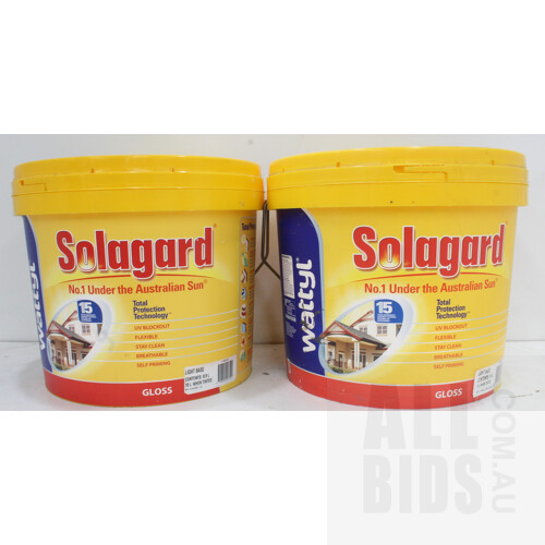 Wattyl Solagard Exterior Gloss Paint - Light Base - 10 Litres - Lot of Two - New - ORP $390.00
