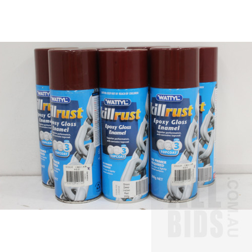 Wattle Killrust 300g Aerosol Paint Cans - Deep Indian Red - New - Lot of Seven - ORP $115.00