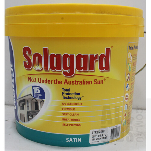 Wattyl Solagard Exterior Satin Paint - Strong Base - 10 Litre Tin - ORP $195.00