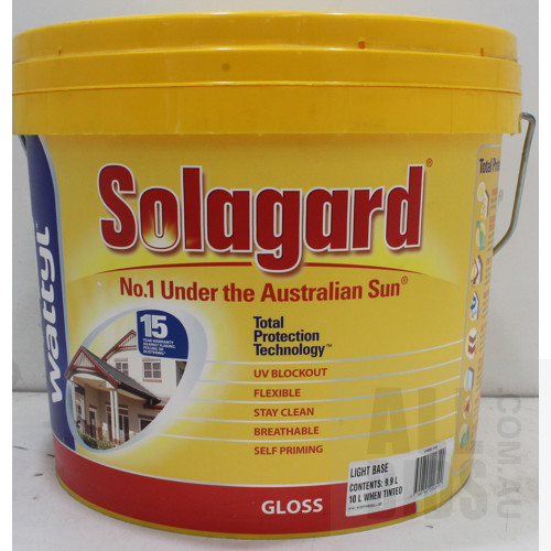 Wattyl Solagard Exterior Gloss Paint - Light Base - 10 Litre Tin - ORP $195.00