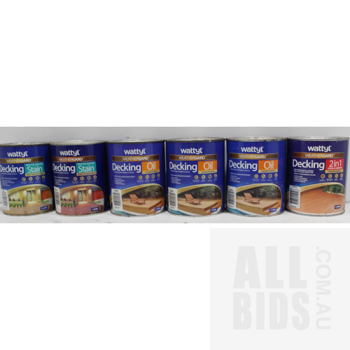 Wattyl Weathergard Decking Stains - 1 Litre Tins - Lot of Six- New - ORP $320.00