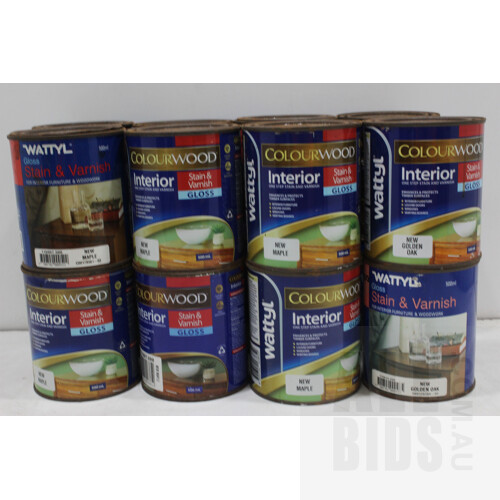 Wattyl Colourwood Interior Timber and Flooring Stain/Varnish  - 500ml Tins - Lot of 16 - ORP $400.00