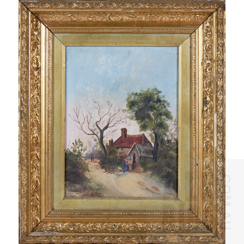 Oil Painting on Canvas of Rural Scene in Original Gilt Frame, Australian School