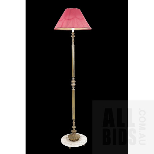 Glamorous Cast Metal and Marble Base Floor Lamp, Height 151cm
