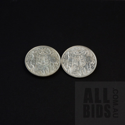 Two Australian 1966 Silver Round 50 Cent Coins