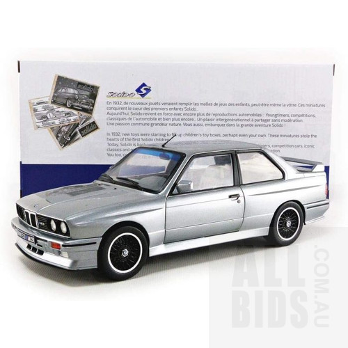 Solido 1990 BMW E30 M3 Sterling Silver 1:18 Scale Model Car