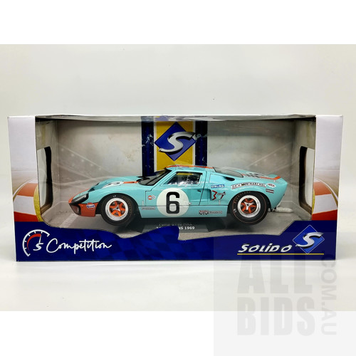 Solido 1969 Ford GT40 MK1 Winner 24h Le Mans Ickx/Oliver Gulf Livery 1:18 Scale Model Car