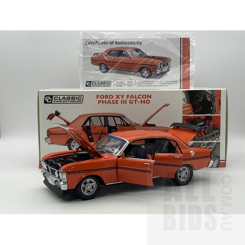Classic Carlectables Ford XY Falcon Phase III GT-HO Vermillion Fire 0084/850 1:18 Scale Model Car