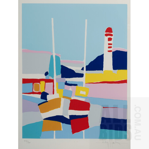 Victor Hasch (French 1945-2012), Bateaux, Screenprint 147/200, 58.5x45.5cm (image)