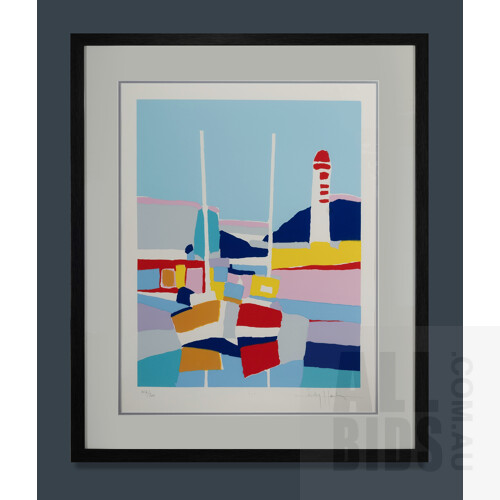 Victor Hasch (French 1945-2012), Bateaux, Screenprint 147/200, 58.5x45.5cm (image)