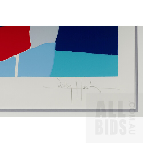 Victor Hasch (French 1945-2012), Bateaux, Screenprint 147/200, 58.5x45.5cm (image)