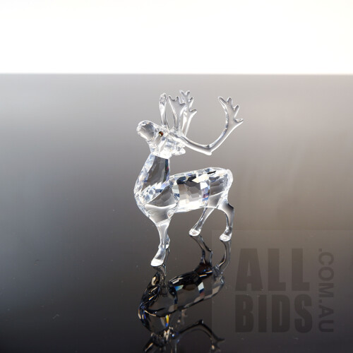 Swarovski Crystal Reindeer Statue with Certificate of Authenticity In Original Box 214821