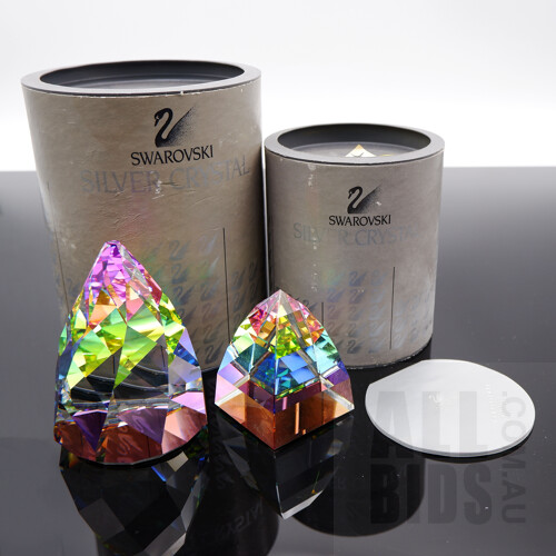 Swarovski Crystal Pyramids 8cm and 5cm in Original Boxs