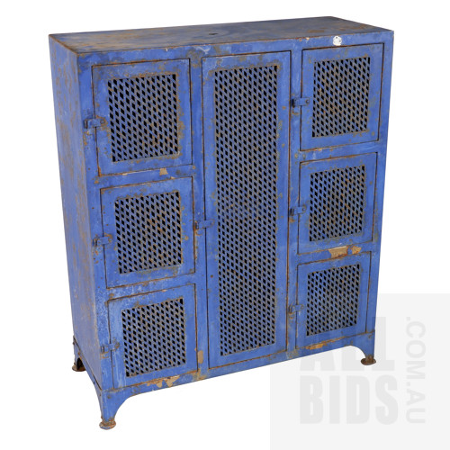 Vintage Industrial Steel Cabinet with Pleasingly Worn Painted Finish
