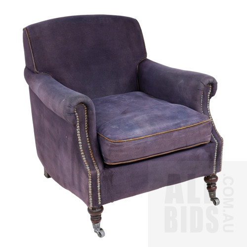 Antique Style Faded Purple Fabric Upholstered Armchair, Made in China