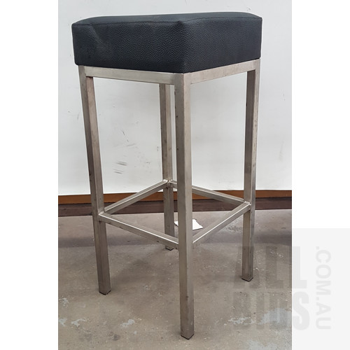 Faux Leather And Stainless Steel Bar Stools - Lot Of Thirteen
