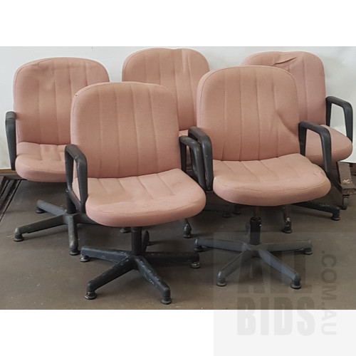 Pink Fabric Office Chair - Lot Of Five