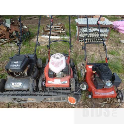 Petrol Lawn Mowers - Lot of Three