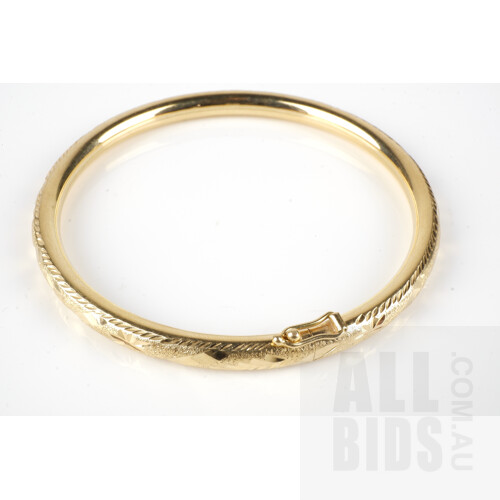 18ct Yellow Gold Bangle, 10g