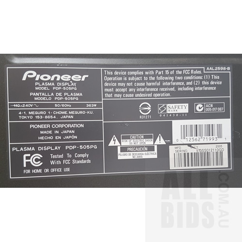 Panasonic PDP-50SPG 50Inch Plasma TV With Detachable Speakers  Media Receiver And Remote Control