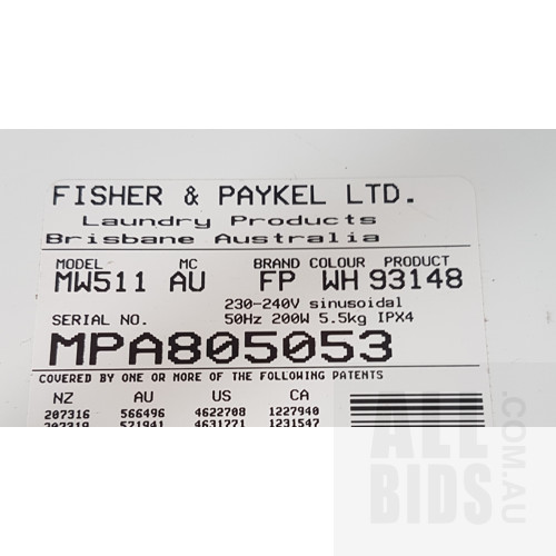 Fisher&Paykel MW511  5.5Kg Top Loading Washing Machine