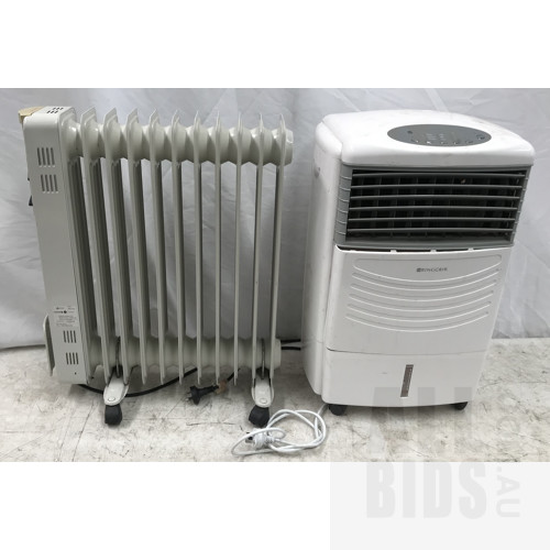 Lumina 1CYB40-11T 11 Fin Oil Heater And Ringgrip RAC100 Evaporative Air Cooler