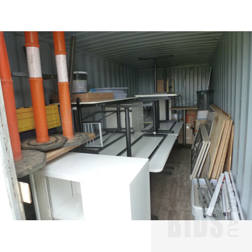 20 Foot Shipping Container With Various Office Furniture and Hardware