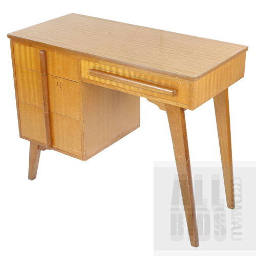Retro Four Drawer Students Desk with Laminex Top Circa 1960s