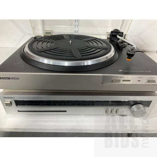 Vintage Rank Arena Stereo Player LP System Model RA-6300P and Technics FM/AM Stereo Tuner ST-Z11