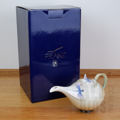 Boxed Franz Porcelain Dragonfly Teapot