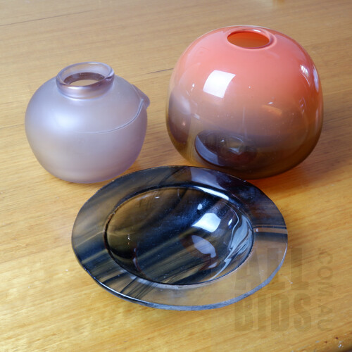 D O'Connor, Studio Glass Vase 1983 and Two Other Australian Studio Glass Bowls
